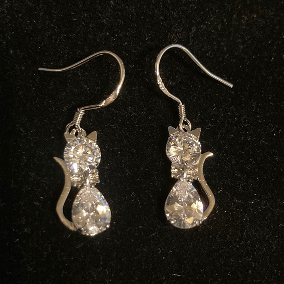 Sterling silver kitty earrings - Picture 1 of 5